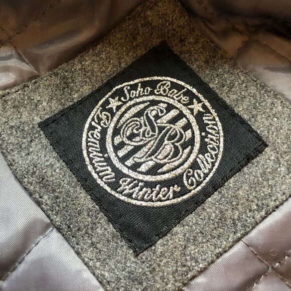 Soho Babe Jacket lined, full zip, pockets, belt, hood Gray Large - Picture 2 of 14